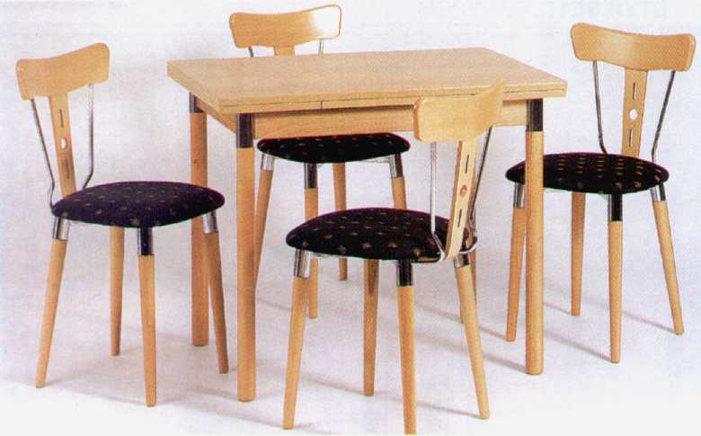 Стол "166262" и стулья "Ines" Hoffman (бук, хром)